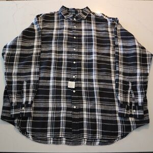 Ralph Lauren Black and White Checkered Shirt 100% Linen